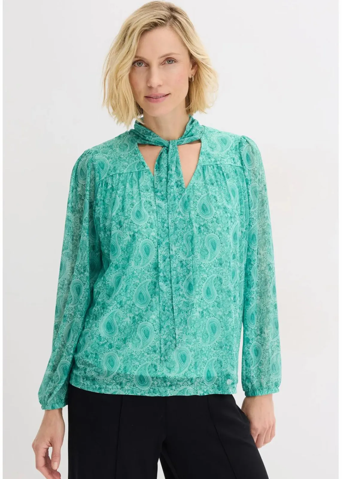 bonprix Shirts & Tops^Langarmshirt aus zartem Mesh flaschengrün paisley