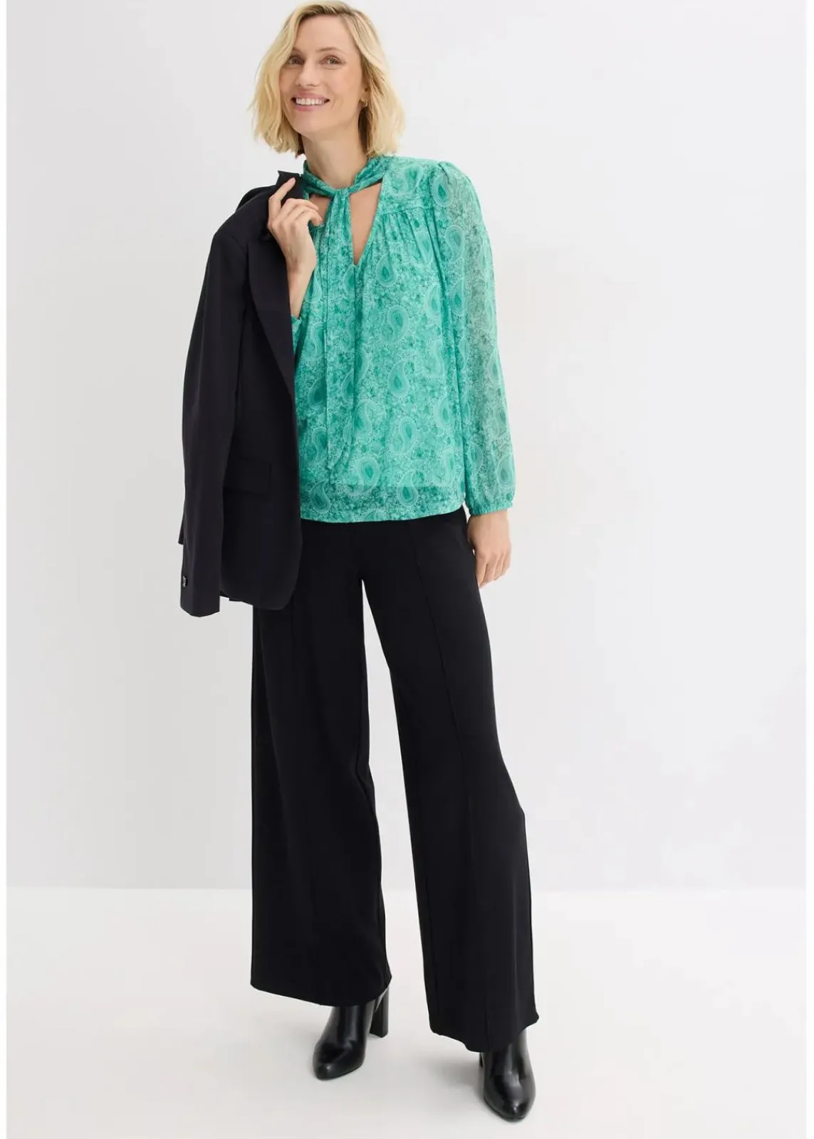 bonprix Shirts & Tops^Langarmshirt aus zartem Mesh flaschengrün paisley