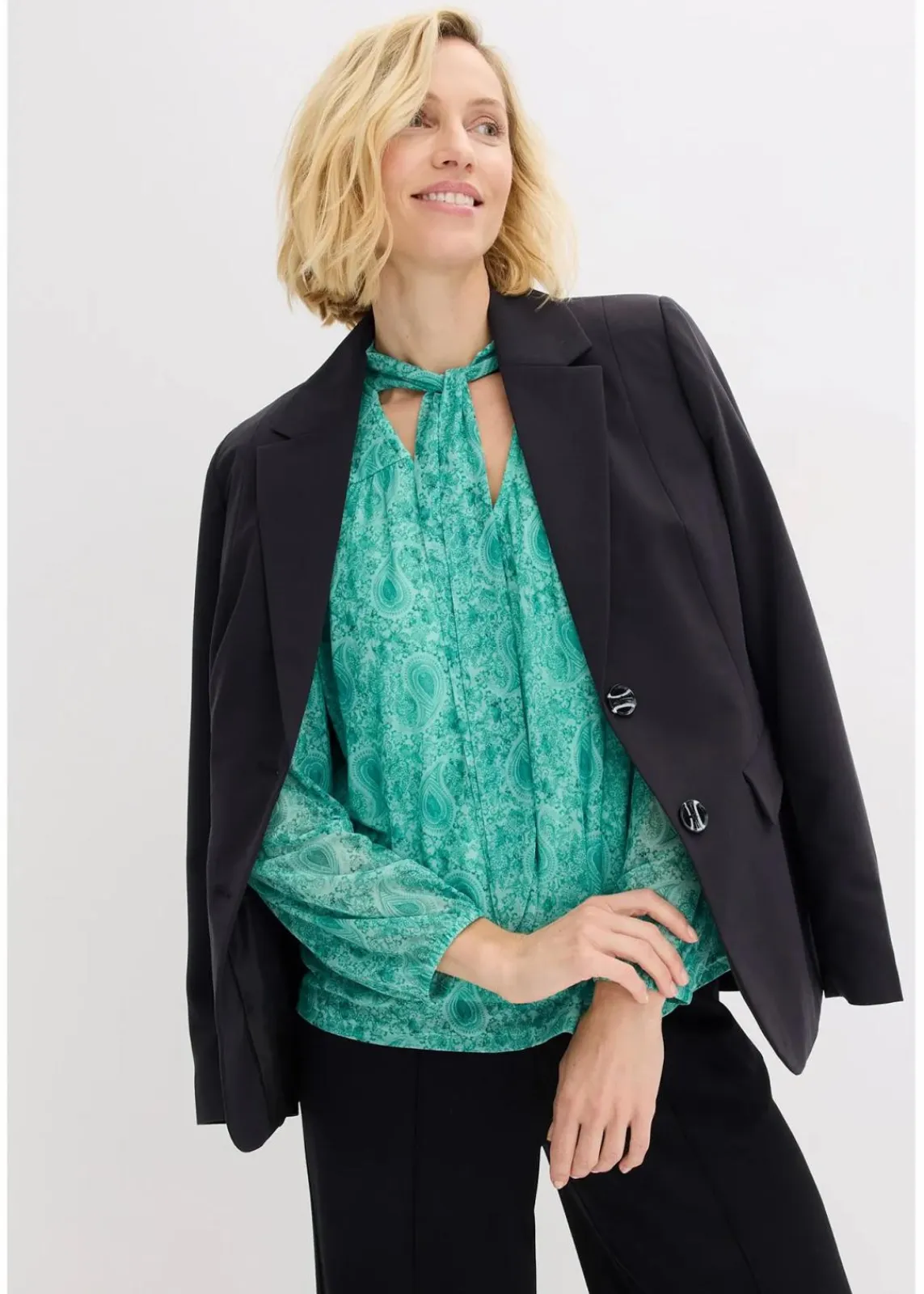 bonprix Shirts & Tops^Langarmshirt aus zartem Mesh flaschengrün paisley