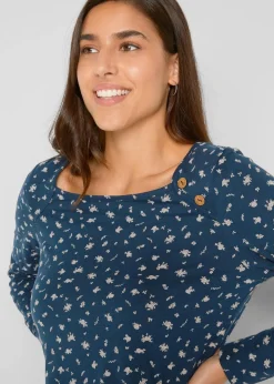 bonprix Shirts & Tops^Langarmshirt, bedruckt dunkelblau geblümt