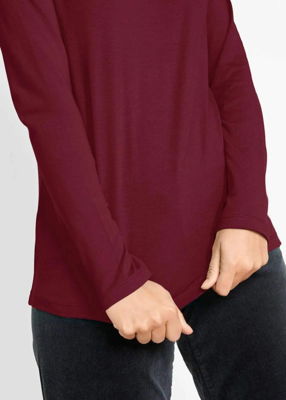 bonprix Shirts & Tops|Basics^Langarmshirt (2er Pack) anthrazit meliert+rubinrot