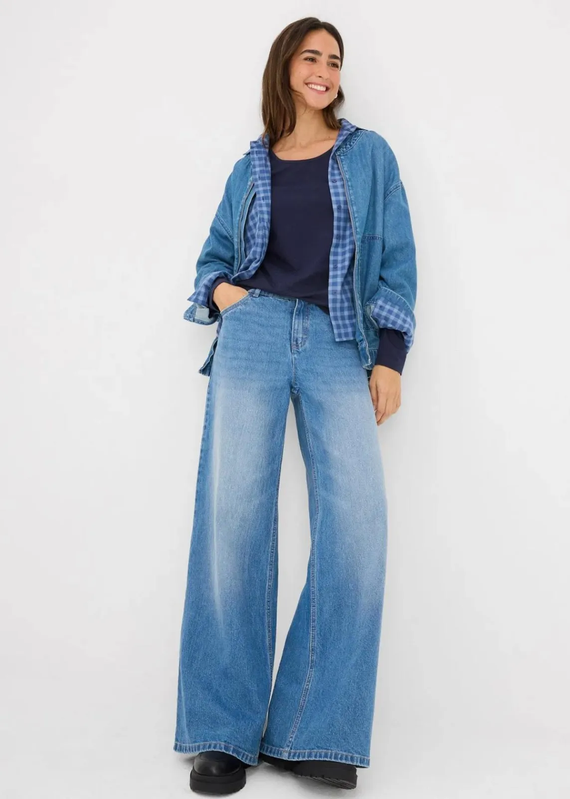 bonprix Shirts & Tops|Basics^Langarmshirt (2er Pack) dunkelblau/senfgelb