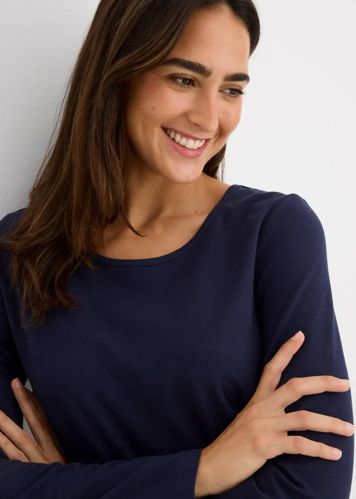 bonprix Shirts & Tops|Basics^Langarmshirt (2er Pack) dunkelblau/senfgelb