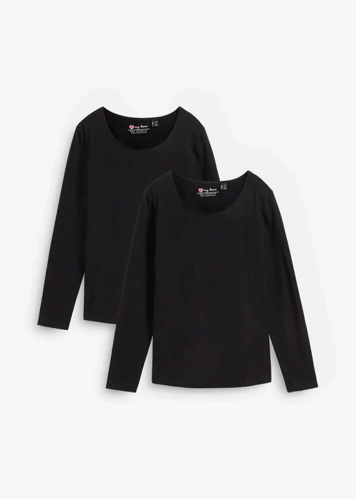 bonprix Bekleidung·Röcke|Basics^Langarmshirt (2er Pack) schwarz+schwarz