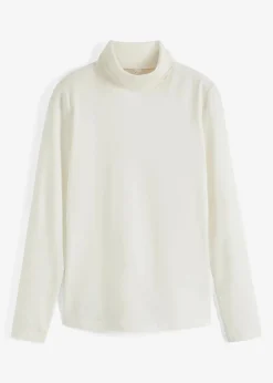 bonprix Shirts & Tops|Basics^Langarmshirt mit reiner Bio-Baumwolle wollweiß