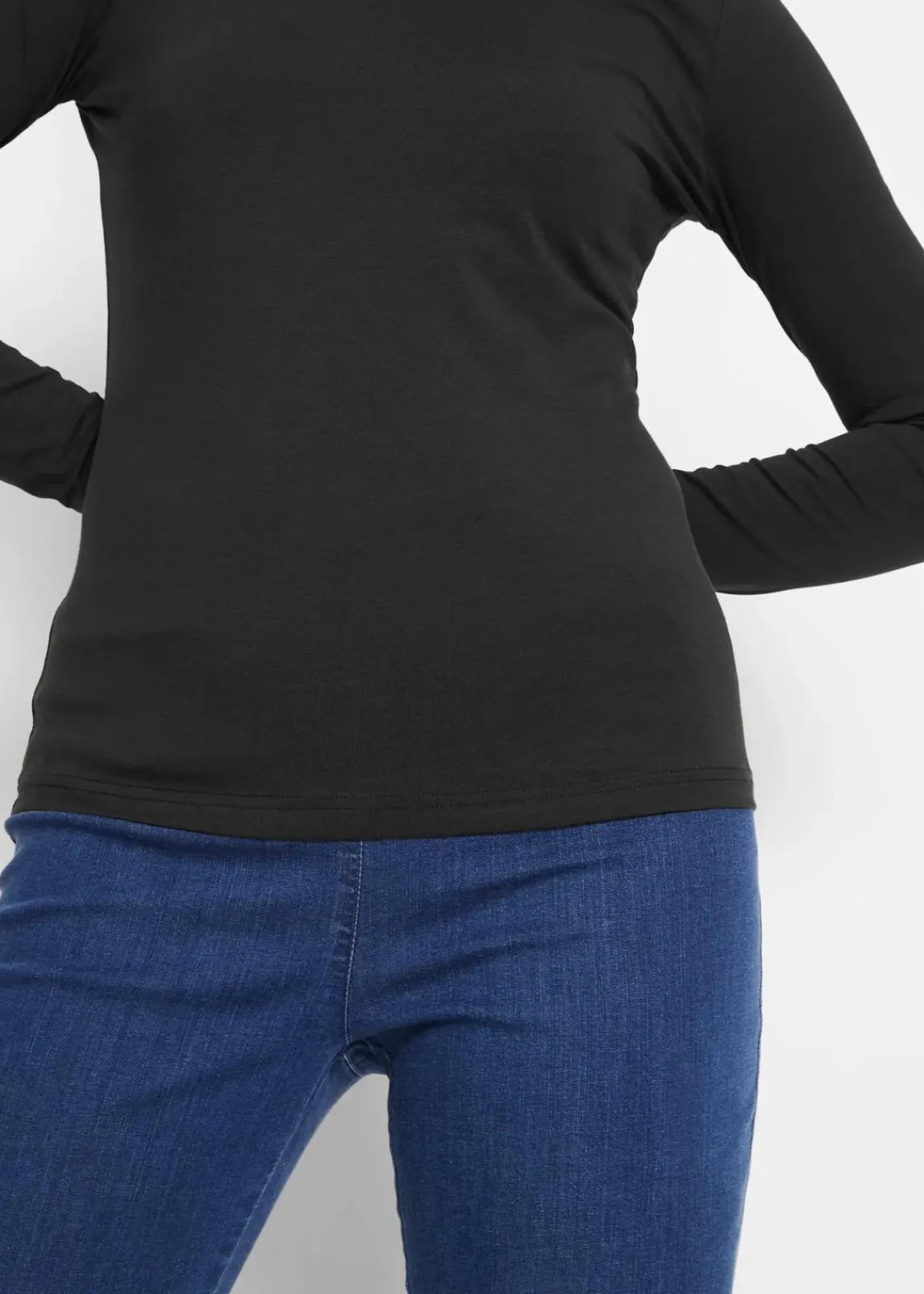 bonprix Bekleidung·Röcke|Nachhaltigere Materialien^Langarmshirt mit reiner Bio-Baumwolle schwarz