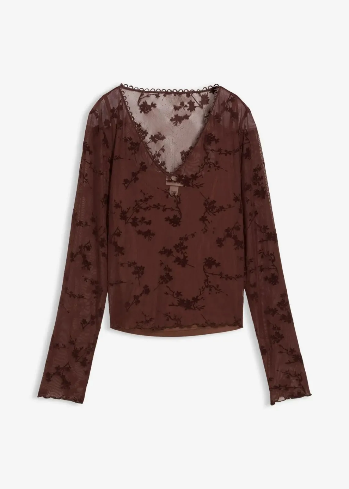 bonprix Shirts & Tops^Langarmshirt mit Flockprint terrabraun