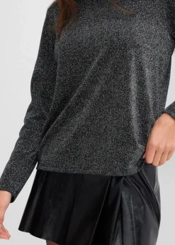 bonprix Shirts & Tops^Langarmshirt mit Glitzergarn schwarz