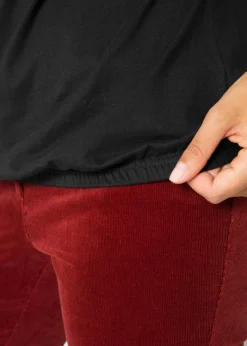 bonprix Nachhaltigere Materialien|Shirts & Tops^Langarmshirt mit Gummizug aus reiner Baumwolle schwarz