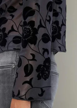 bonprix Shirts & Tops^Langarmshirt mit leichter Transparenz anthrazit