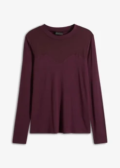 bonprix Shirts & Tops^Langarmshirt mit Mesh weinrot