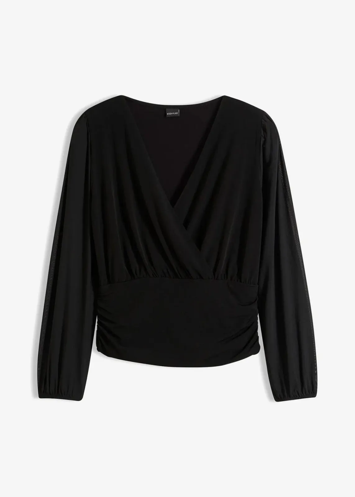 bonprix Nachhaltigere Materialien|Shirts & Tops^Langarmshirt mit Mesh schwarz