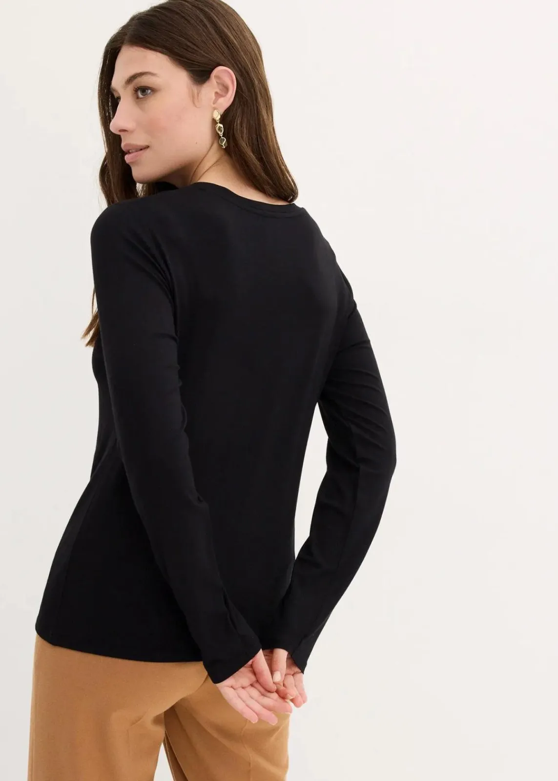 bonprix Shirts & Tops^Langarmshirt mit Pailletten schwarz/gold bedruckt