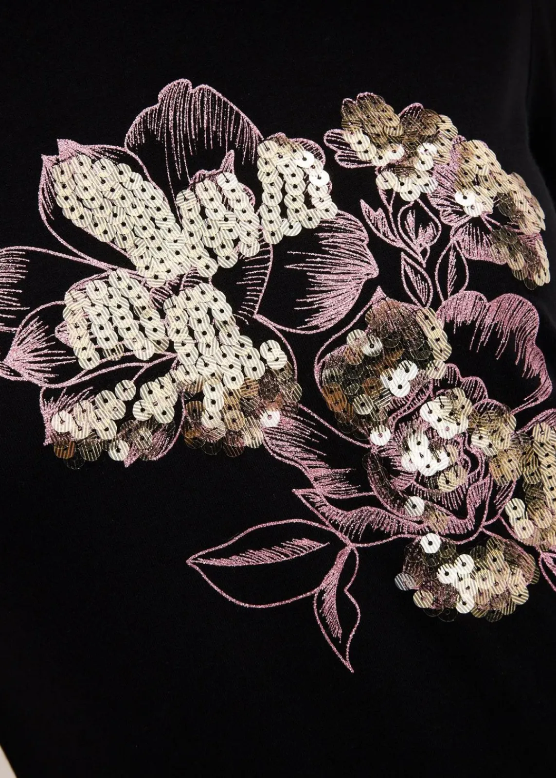bonprix Shirts & Tops^Langarmshirt mit Pailletten schwarz/gold bedruckt