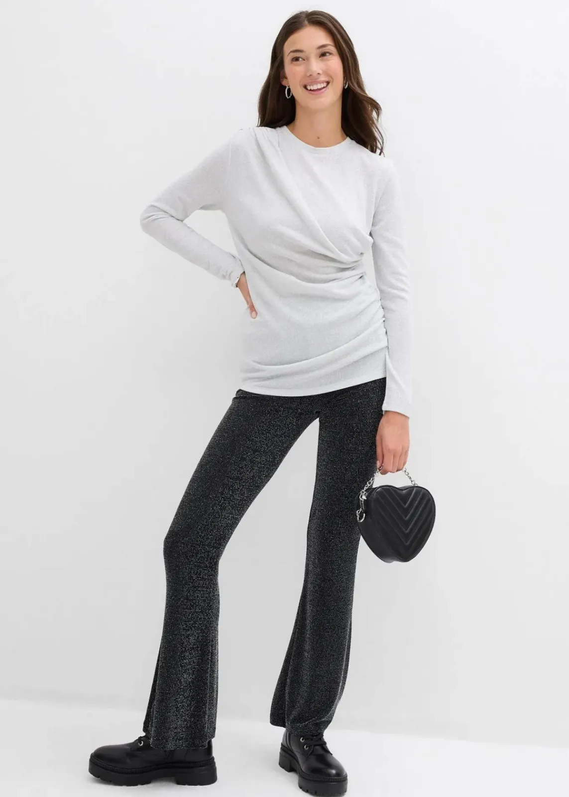 bonprix Shirts & Tops^Langarmshirt mit Raffungen silber