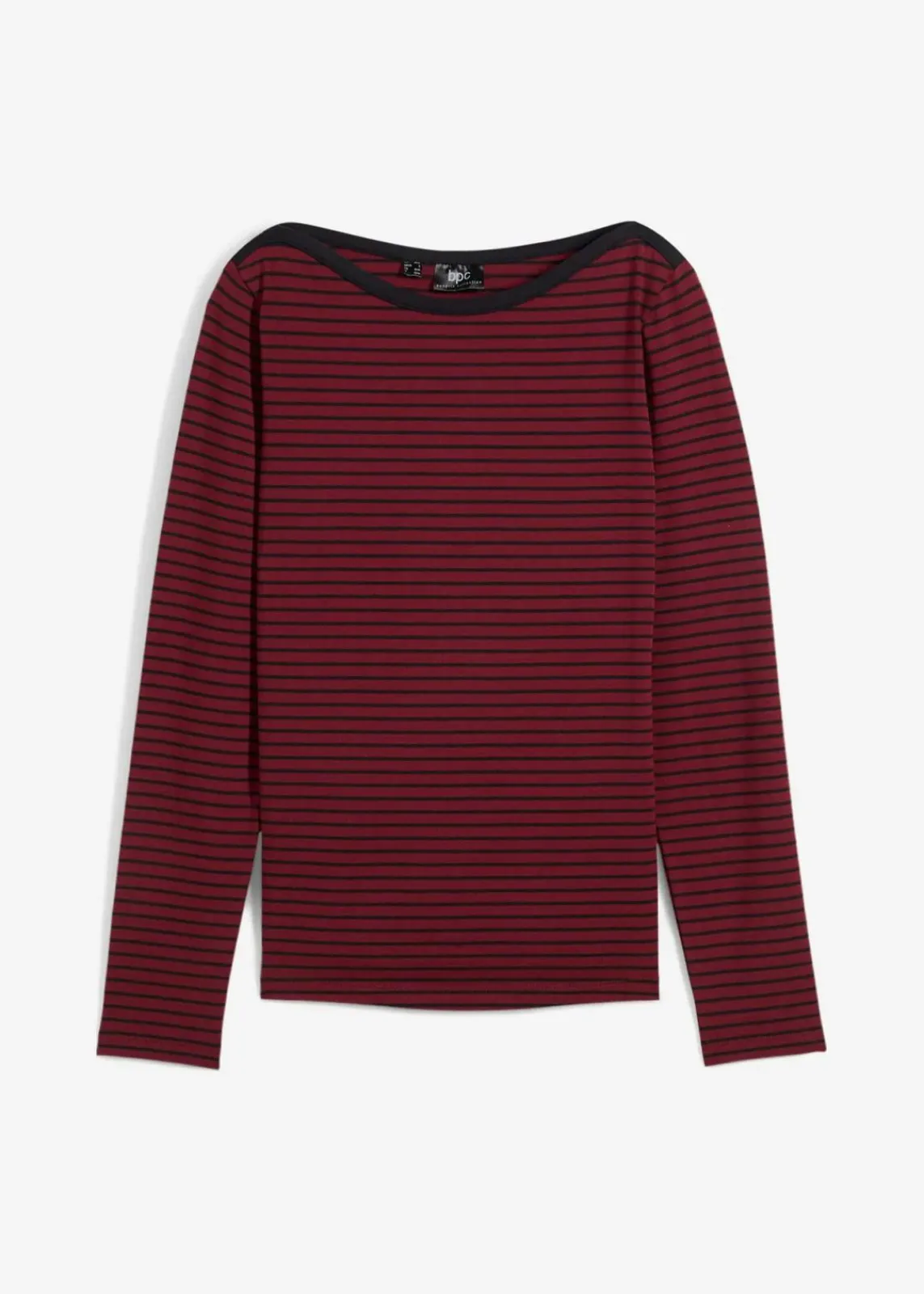 bonprix Nachhaltigere Materialien|Shirts & Tops^Langarmshirt mit reiner Bio-Baumwolle rubinrot/schwarz gestreift
