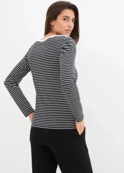 bonprix Bekleidung·Röcke|Basics^Langarmshirt mit reiner Bio-Baumwolle schwarz/weiß gestreift