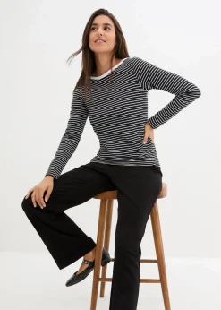 bonprix Bekleidung·Röcke|Basics^Langarmshirt mit reiner Bio-Baumwolle schwarz/weiß gestreift