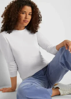 bonprix Shirts & Tops|Basics^Langarmshirt mit reiner Bio-Baumwolle (2er Pack) weiß+schwarz