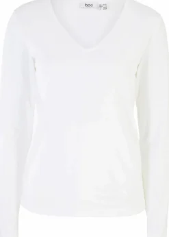 bonprix Bekleidung·Röcke|Basics^Langarmshirt mit reiner Bio-Baumwolle weiß