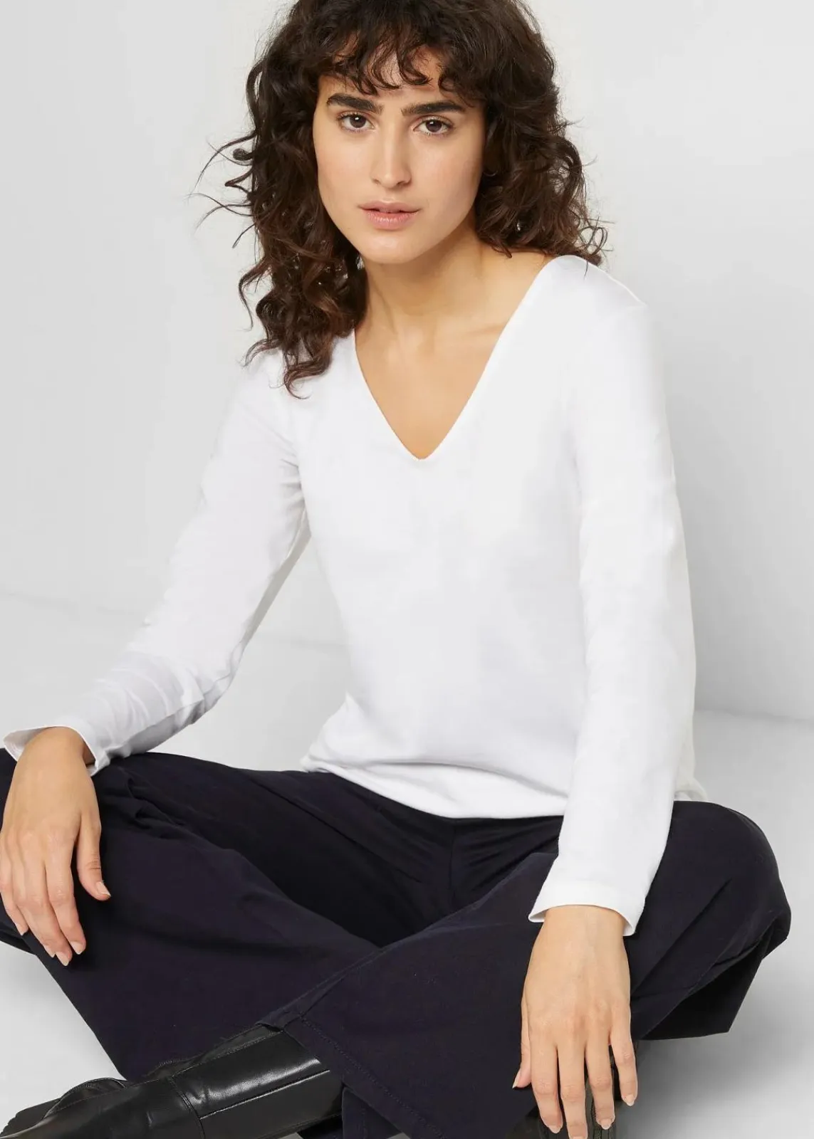 bonprix Bekleidung·Röcke|Basics^Langarmshirt mit reiner Bio-Baumwolle weiß