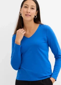 bonprix Shirts & Tops|Basics^Langarmshirt mit reiner Bio-Baumwolle arktikblau