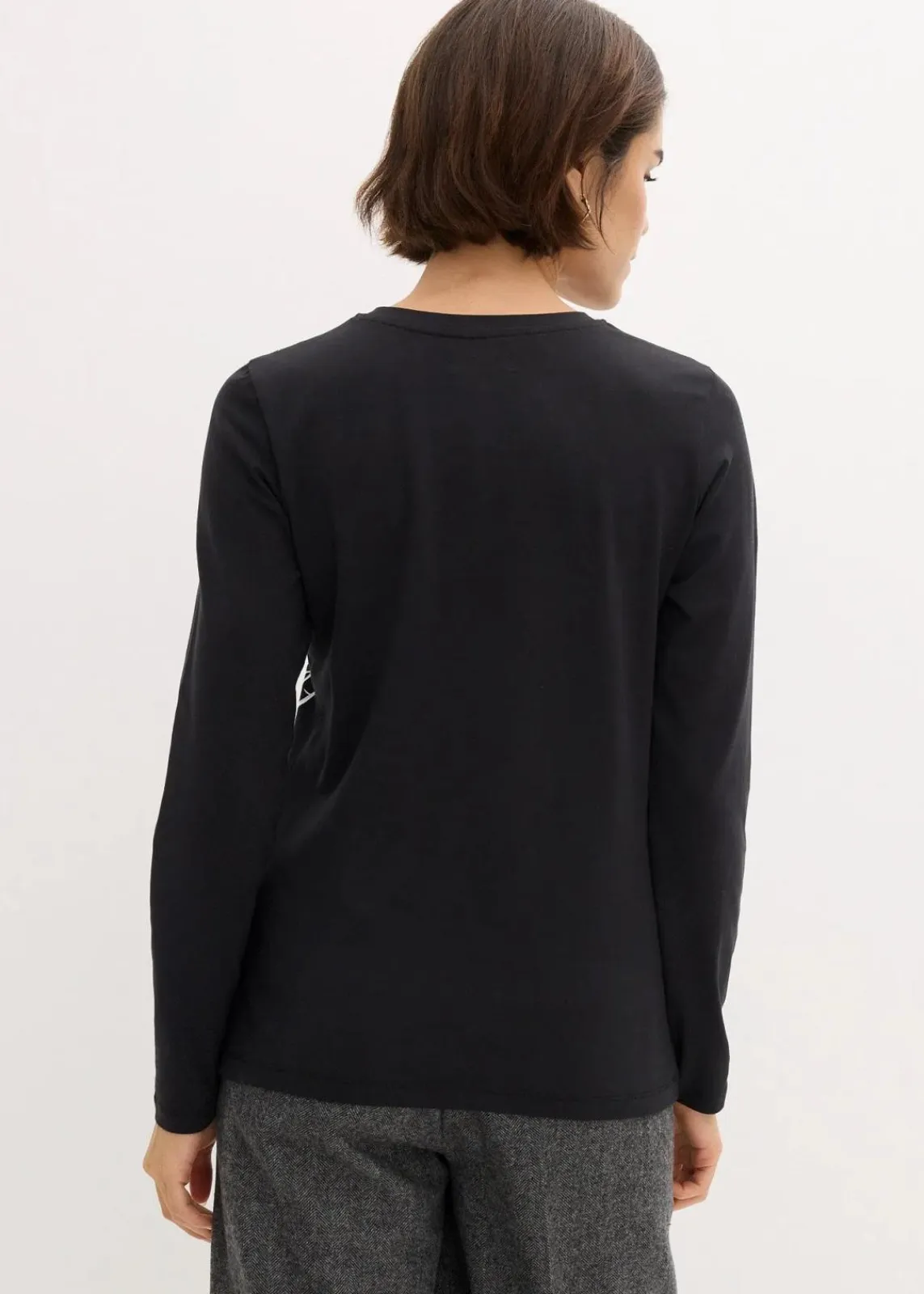 bonprix Shirts & Tops^Langarmshirt mit Rosendruck schwarz/weiß bedruckt