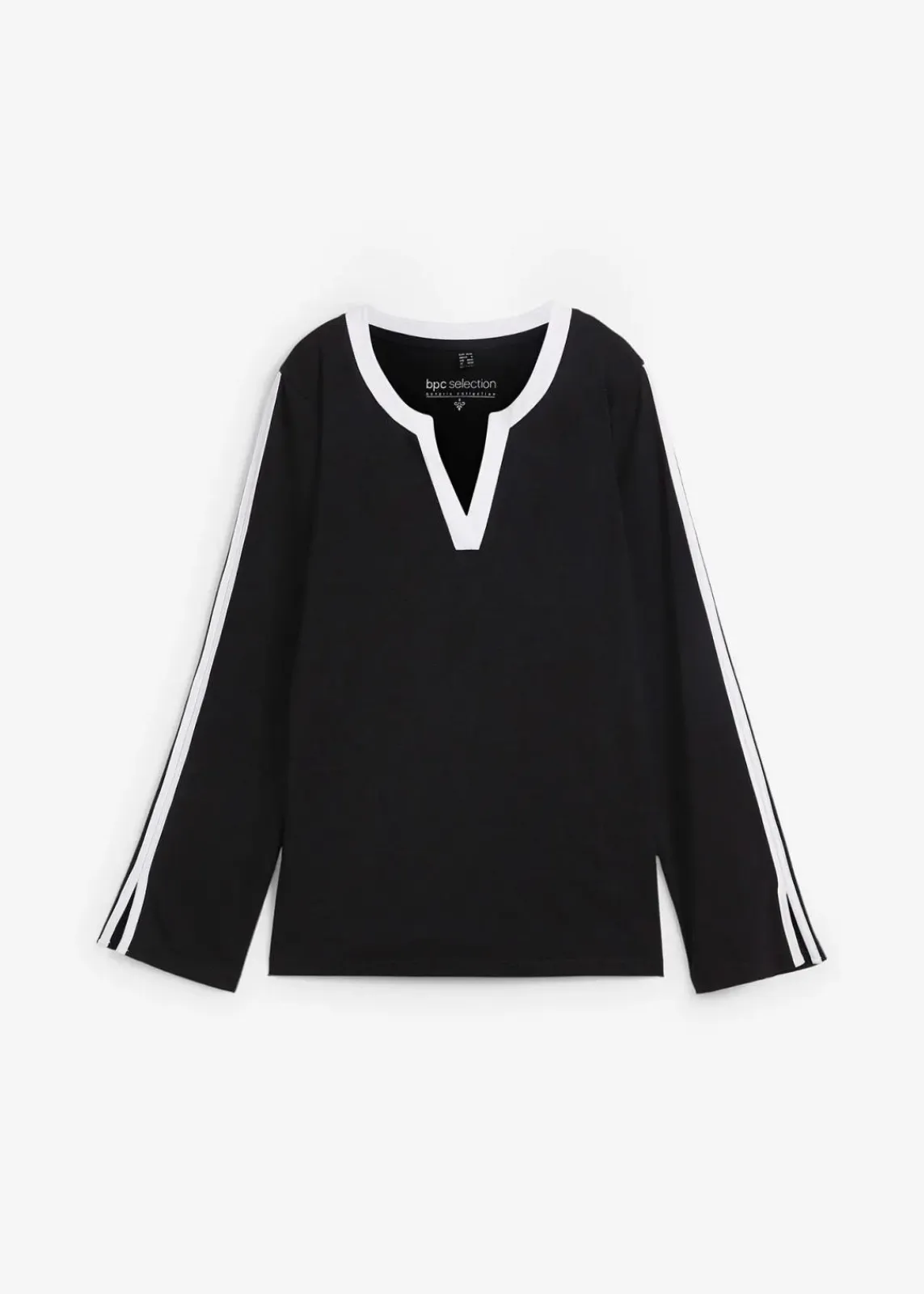 bonprix Shirts & Tops^Langarmshirt mit Schlitz schwarz/weiß