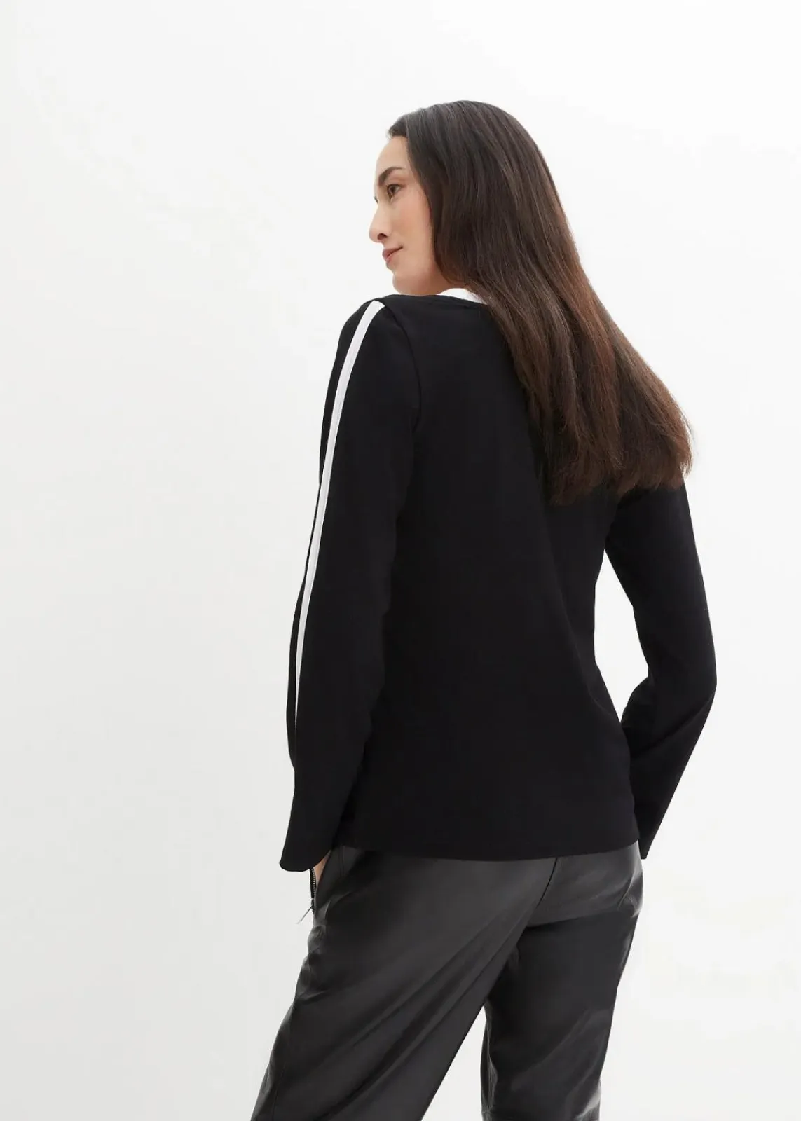 bonprix Shirts & Tops^Langarmshirt mit Schlitz schwarz/weiß