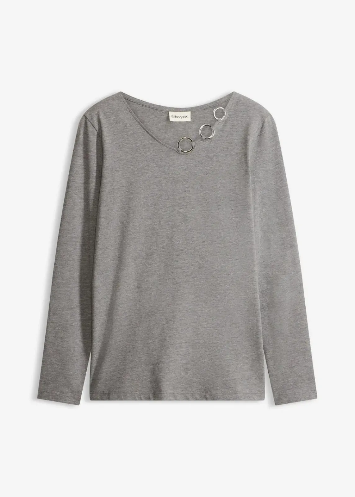 bonprix Shirts & Tops^Langarmshirt mit Ösen grau meliert meliert