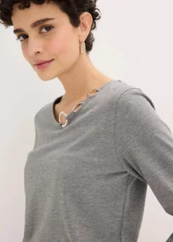 bonprix Shirts & Tops^Langarmshirt mit Ösen grau meliert meliert