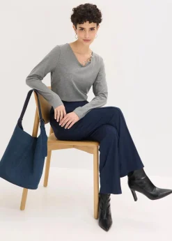 bonprix Shirts & Tops^Langarmshirt mit Ösen grau meliert meliert