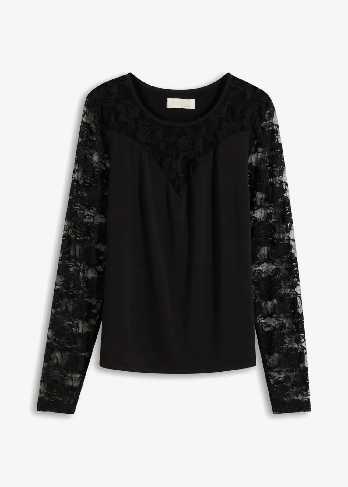 bonprix Shirts & Tops^Langarmshirt mit Spitze schwarz