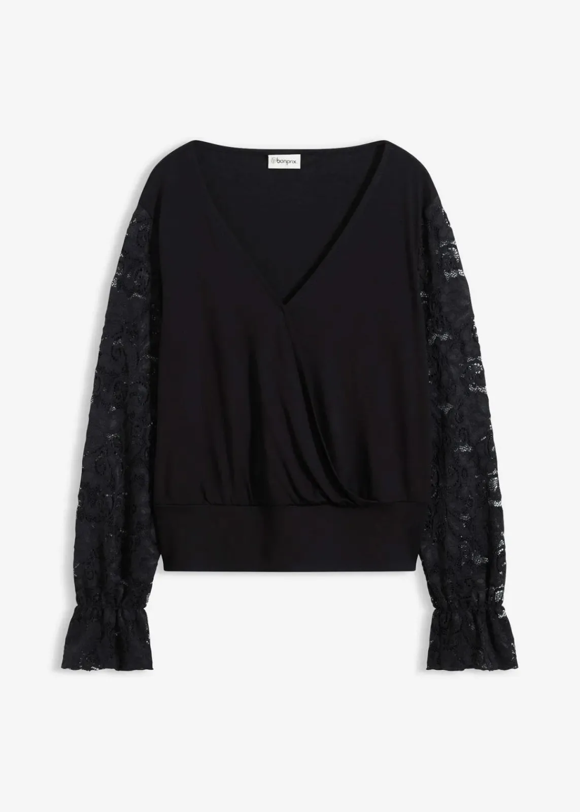 bonprix Shirts & Tops^Langarmshirt mit Spitze schwarz