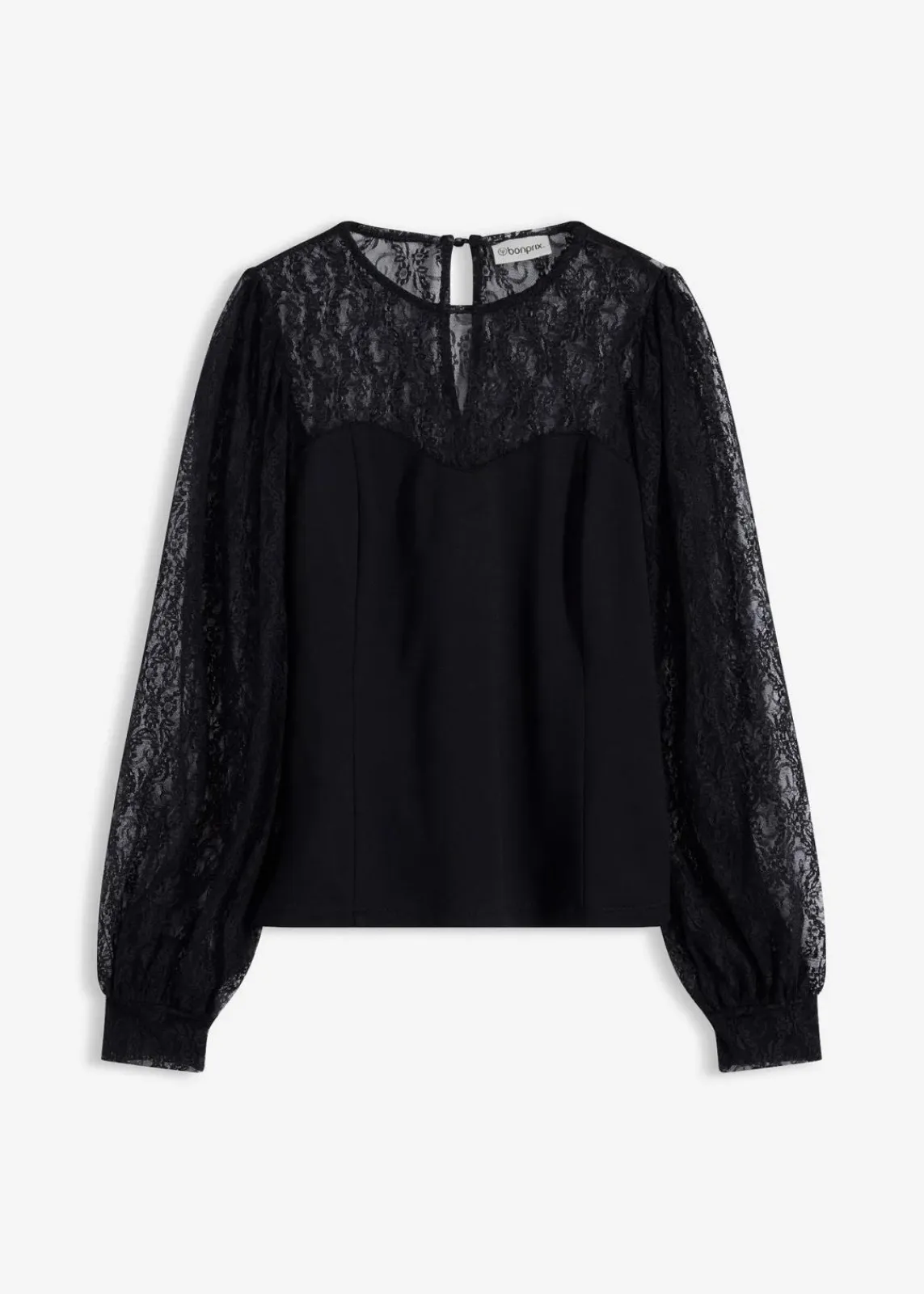 bonprix Shirts & Tops^Langarmshirt mit Spitze schwarz
