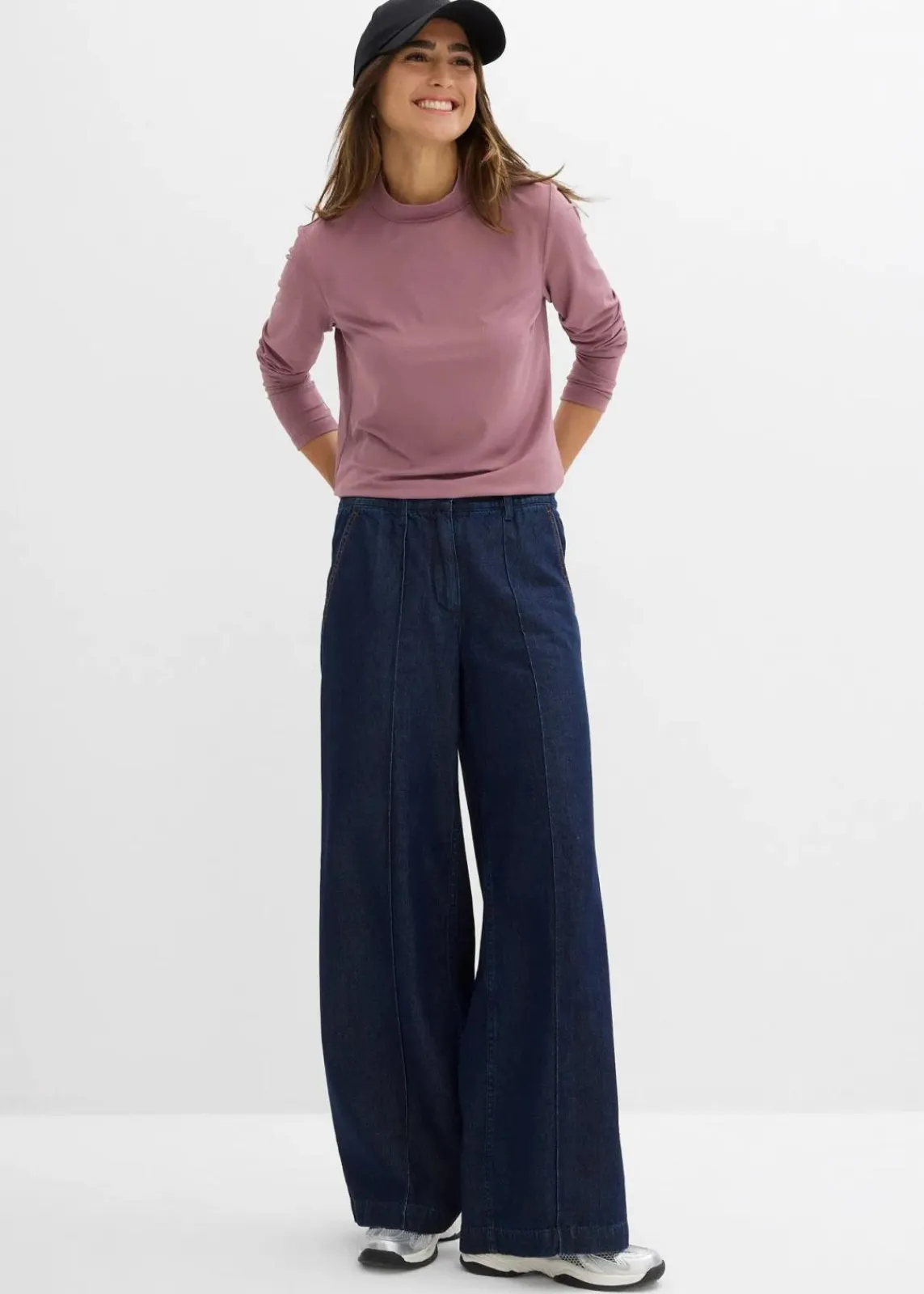 bonprix Shirts & Tops|Basics^Langarmshirt mit Stehkragen mit recyceltem Polyamid matt violett