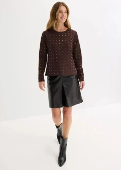 bonprix Shirts & Tops^Langarmshirt mit Strass-Applikation dunkelbraun