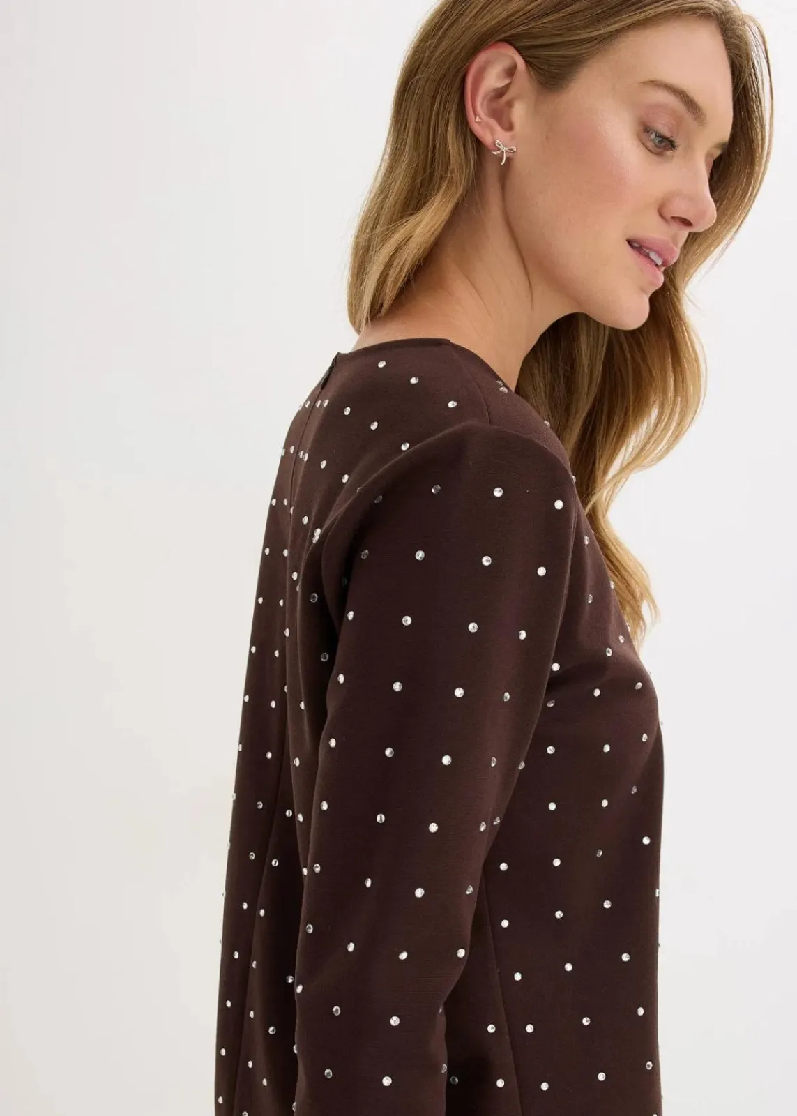 bonprix Shirts & Tops^Langarmshirt mit Strass-Applikation dunkelbraun