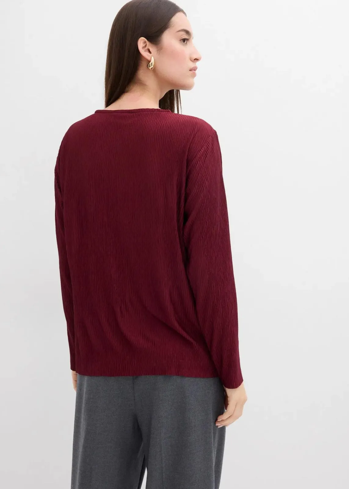 bonprix Shirts & Tops^Langarmshirt mit Struktureffekt ahornrot
