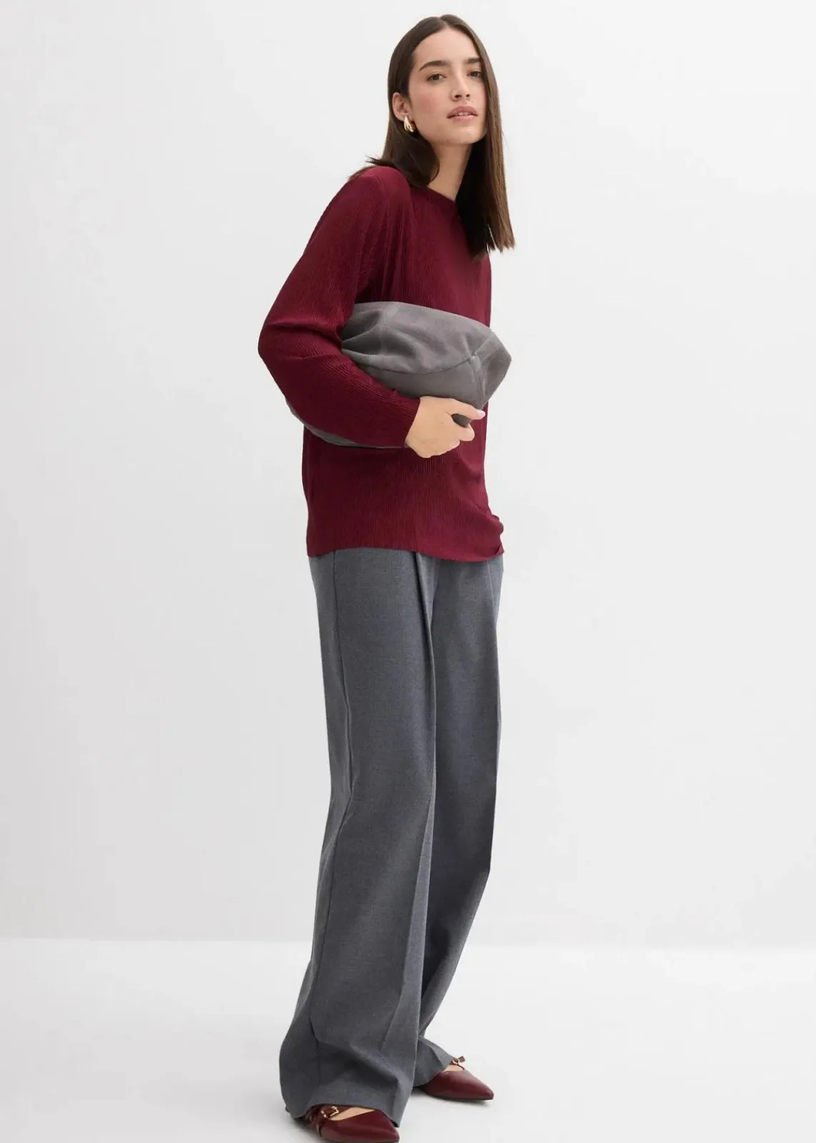 bonprix Shirts & Tops^Langarmshirt mit Struktureffekt ahornrot