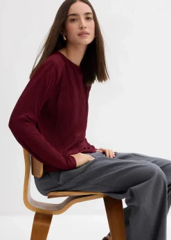 bonprix Shirts & Tops^Langarmshirt mit Struktureffekt ahornrot