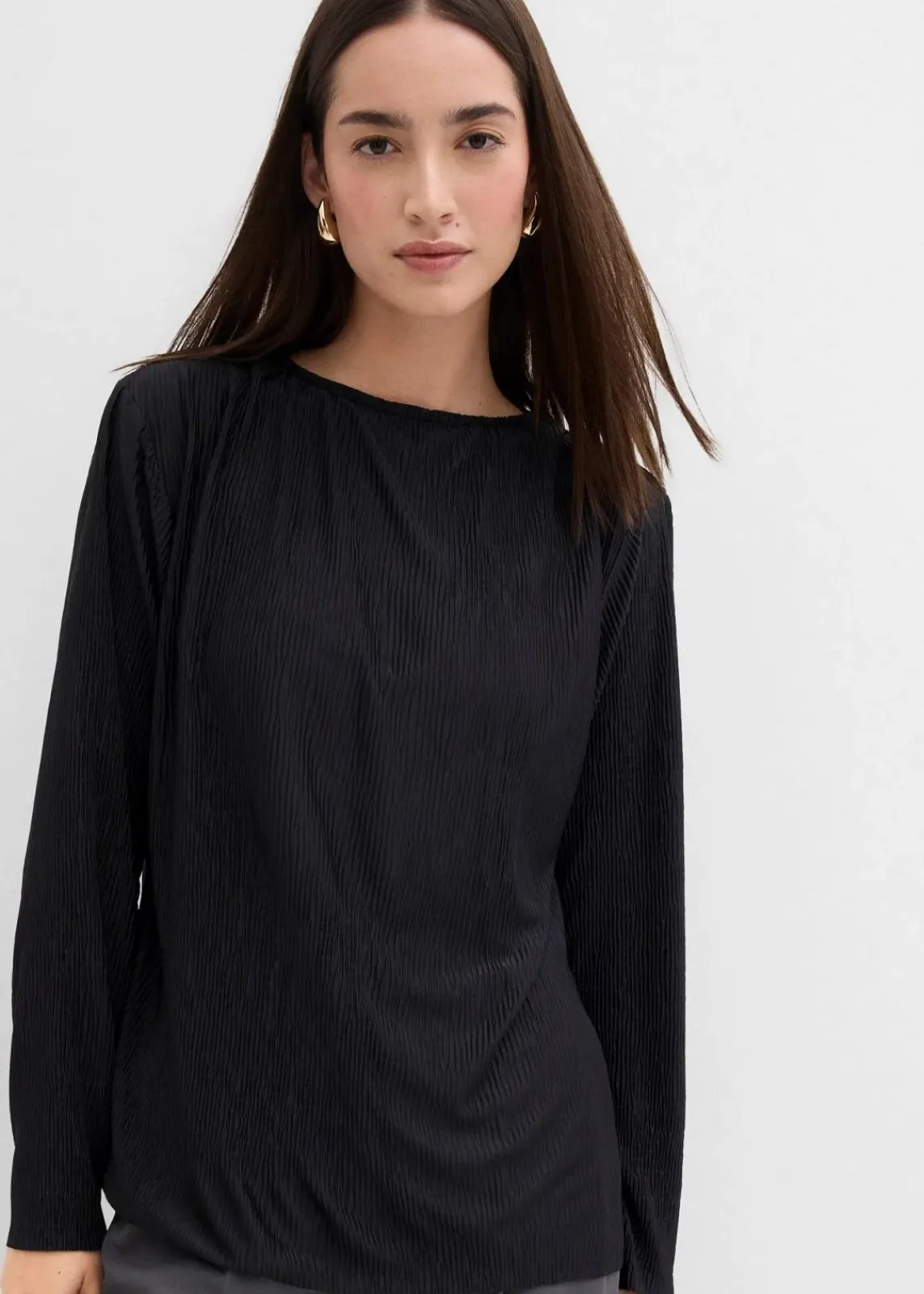 bonprix Shirts & Tops^Langarmshirt mit Struktureffekt schwarz