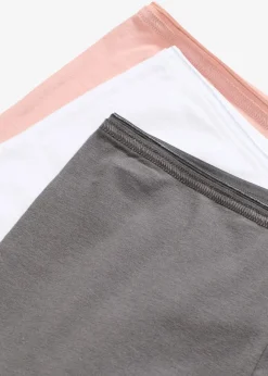 bonprix Wäsche·Baumwollunterwäsche|Wäsche·Höschen^Lange Damen Boxer mit Bio-Baumwolle (3er Pack) antikrosa/schiefergrau/weiß