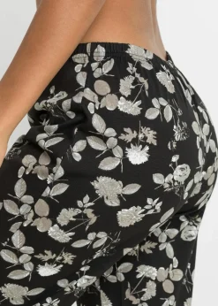 bonprix Wäsche·Nachtwäsche|Nachhaltigere Materialien^Lange Pyjamahose aus reiner Bio-Baumwolle (2er Pack) schwarz geblümt + schwarz