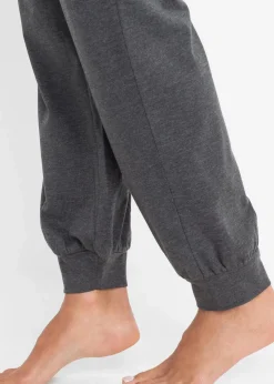 bonprix Wäsche·Basics|Wäsche·Nachtwäsche^Lange Pyjamahose (2er Pack) anthrazit meliert/schwarz