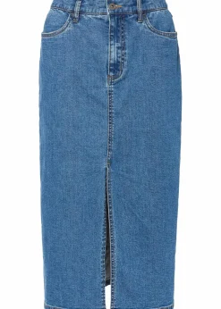 bonprix Bekleidung·Sportbekleidung|Röcke^Langer Jeansrock mit Schlitz aus Positive Denim #1 Fabric blau denim