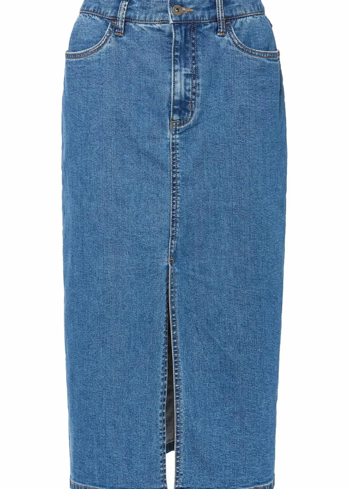bonprix Bekleidung·Sportbekleidung|Röcke^Langer Jeansrock mit Schlitz aus Positive Denim #1 Fabric blau denim