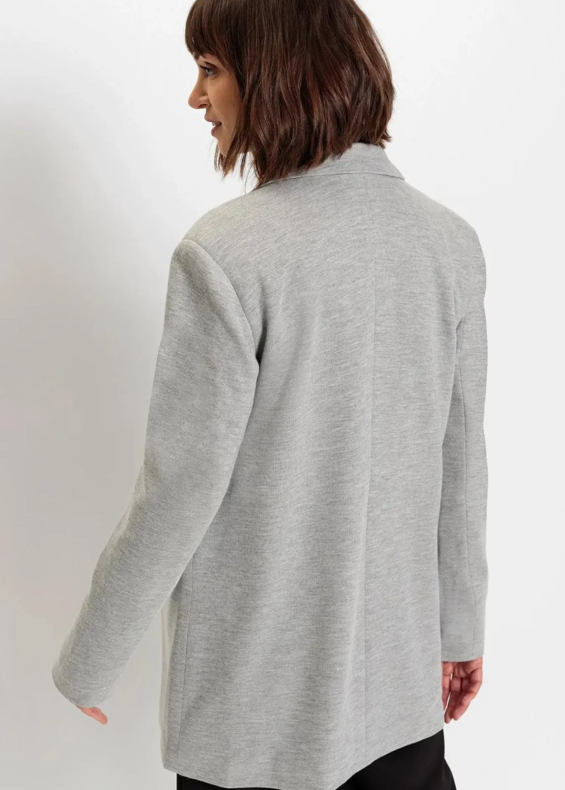 bonprix Bekleidung·Basics|Blazer^Langer Jersey-Blazer mit Taschen hellgrau meliert