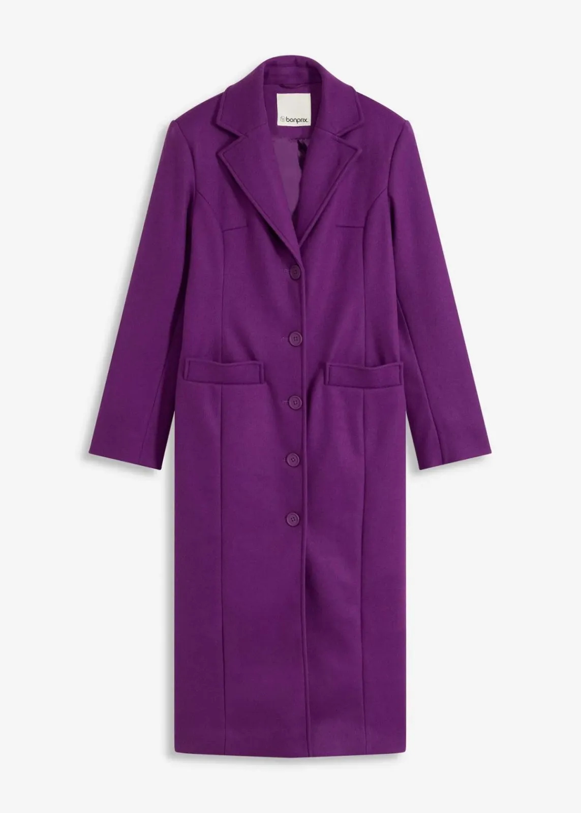 bonprix Jacken & Mäntel|Bekleidung·Hosen^Langer Mantel in Wolloptik tiefviolett