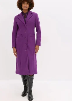 bonprix Jacken & Mäntel|Bekleidung·Hosen^Langer Mantel in Wolloptik tiefviolett
